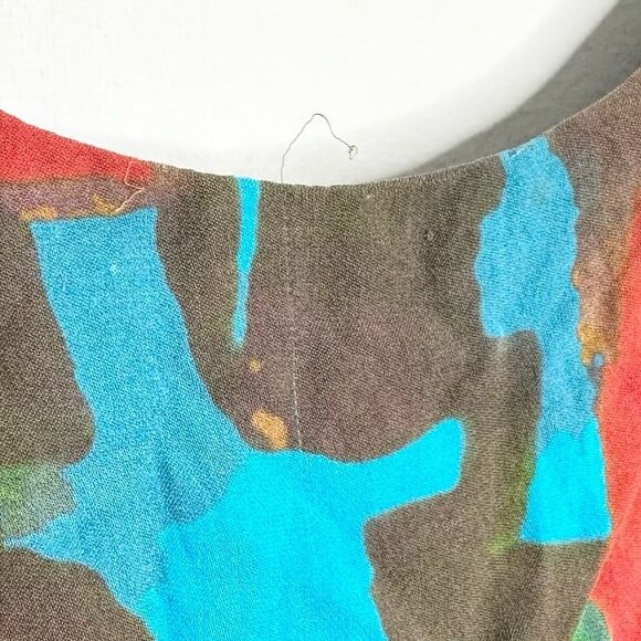 Alice + Olivia Multicolor Short Dress Size XS/S 100% Silk Brown Artsy Geometric - Picture 3 of 9